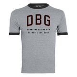 DBG Youth Unisex Ringer T-Shirt - Athletic Grey / Black